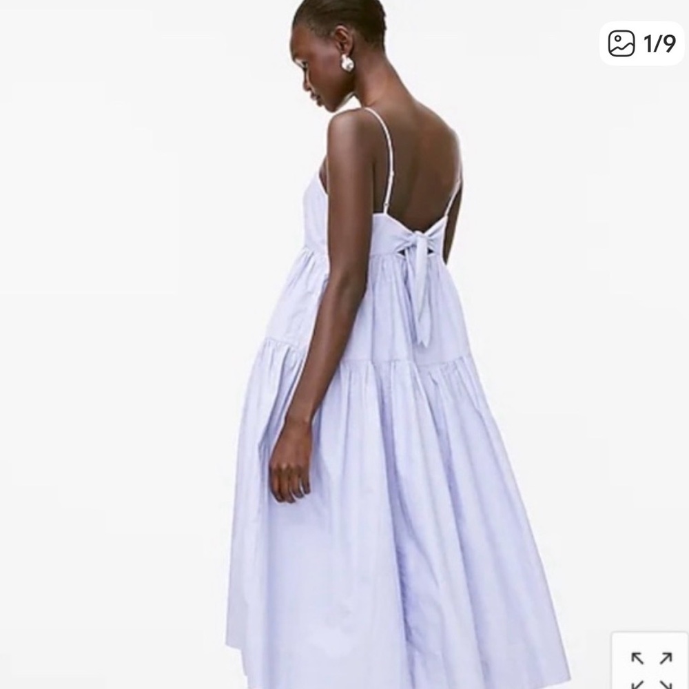 J. Crew Lilac Tiered Midi Dress with Bow Back